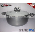 QINDA aluminio antiadherente bajo saucepot con tapa de vidrio